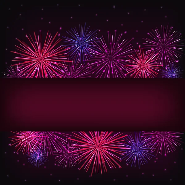 Banner over purple fireworks — Stock Photo, Image