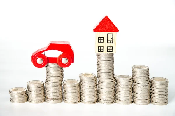 Coins,car and house concept — Stock Photo, Image