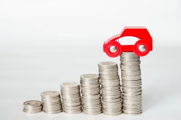 Coins and car — Stock Photo, Image