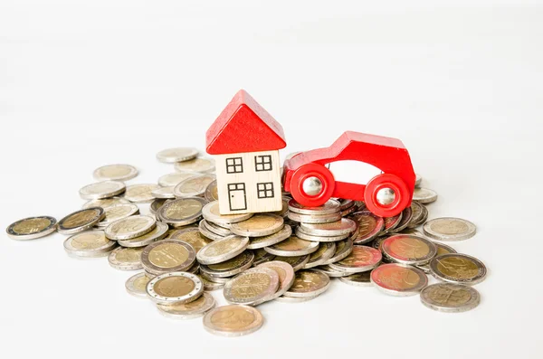 Coins,car and house concept — Stock Photo, Image