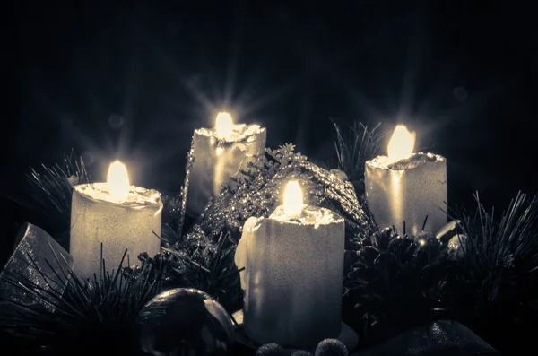 Silver advent wreath — Stock Photo, Image