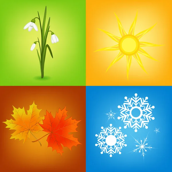 Four seasons symbols — Stock Vector