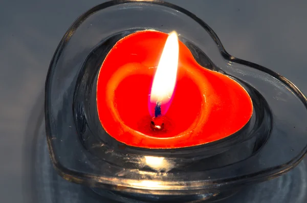 Red heart candle decoration — Stock Photo, Image