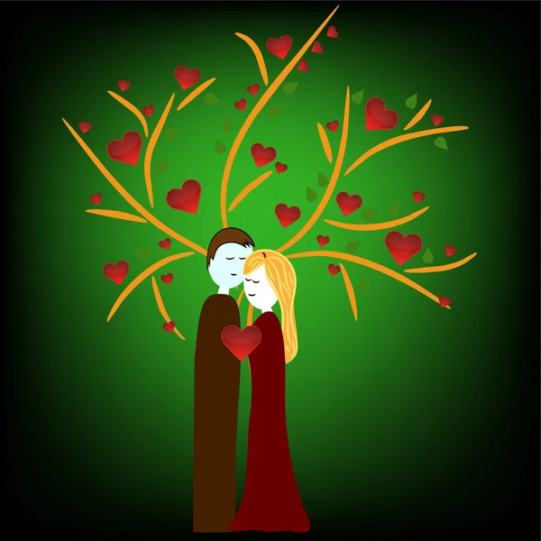 Illustration de couple sous l'arbre — Image vectorielle