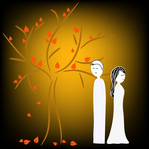 Couple illustration under tree Stock Vector