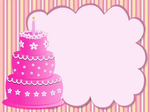 Pastel de cumpleaños rosa — Vector de stock