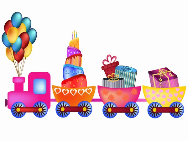 幸せな誕生日の鉄道 — ストックベクタ