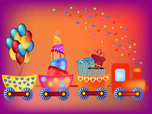 Tarjeta de felicitación del tren — Vector de stock