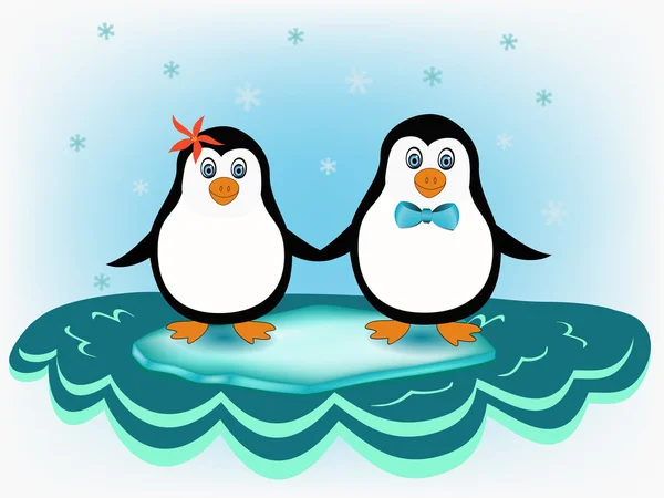 Penguin couple — Stock Vector