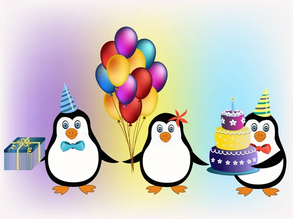 Happy Birthday Pinguine Konzept — Stockvektor