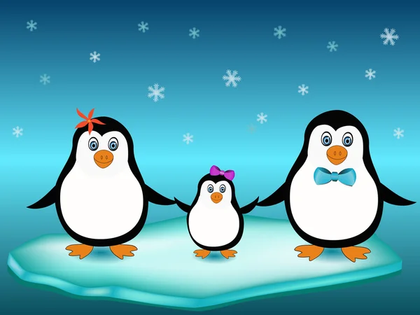 Penguin family — Stockvector