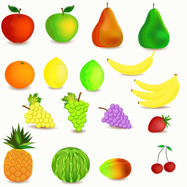 Iconos de dibujos animados de frutas — Archivo Imágenes Vectoriales