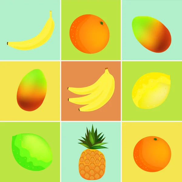Collage de frutas — Archivo Imágenes Vectoriales