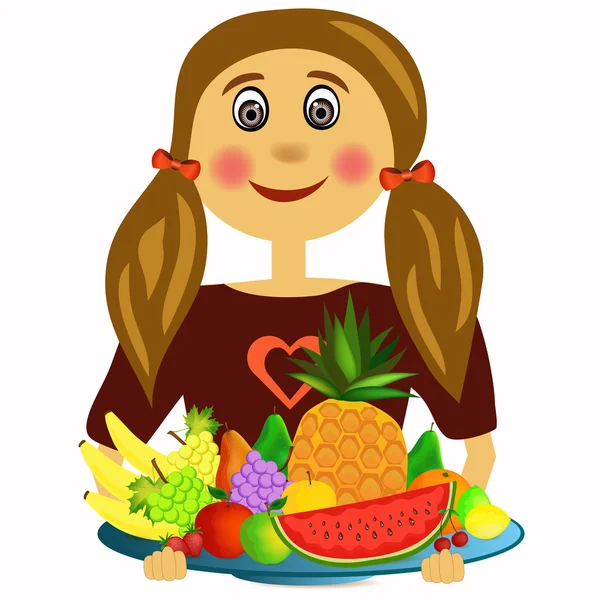 Chica con frutas — Archivo Imágenes Vectoriales