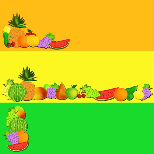 Banner de dibujos animados de frutas — Archivo Imágenes Vectoriales