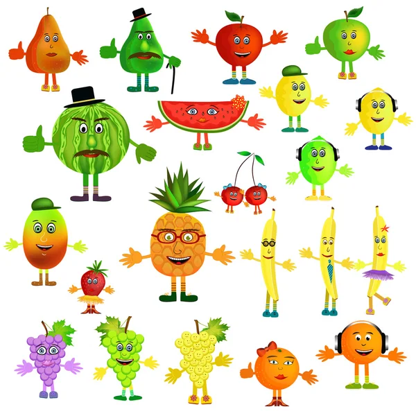 Iconos de dibujos animados de frutas — Archivo Imágenes Vectoriales