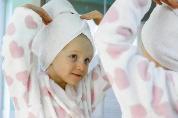 Portrait of girl in dressing-gown — Stock Photo, Image