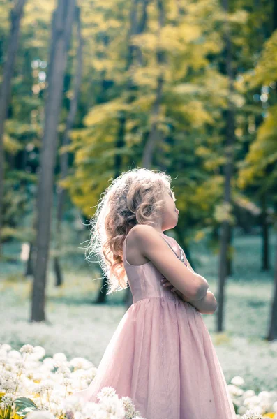 Nymph with long hair in spring woods — Stock Photo, Image