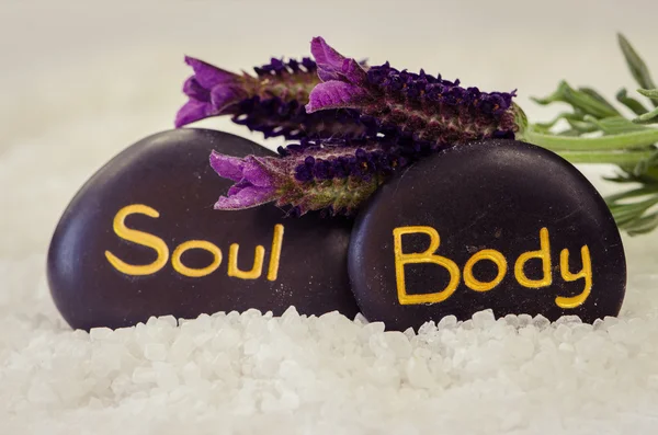 Body soul and lavender flower — Stok fotoğraf