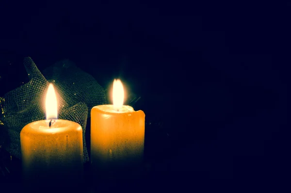 Duas velas acesas — Fotografia de Stock