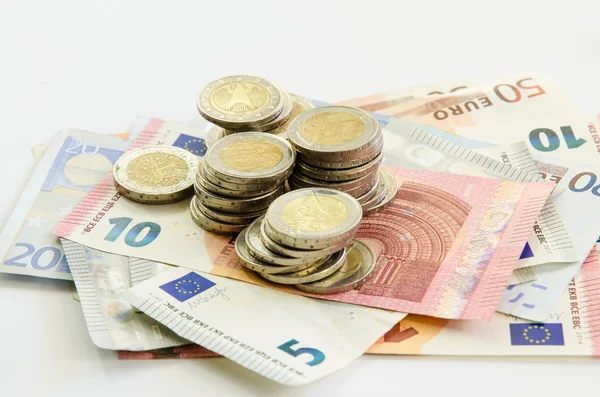 Eurobankbiljetten en -munten — Stockfoto