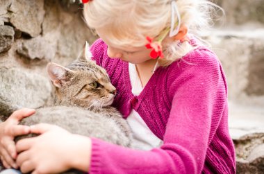 friendship of child and cat