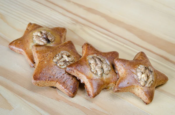 Gingerbread stars with nut — Stock Photo, Image