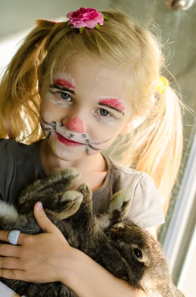 Rabbit face painting — Stock Photo, Image