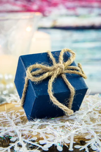 Mavi Noel kutu — Stok fotoğraf