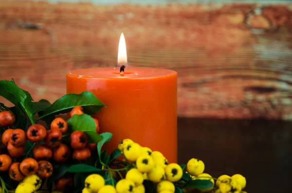 Candle and berries concept — Stock Photo, Image