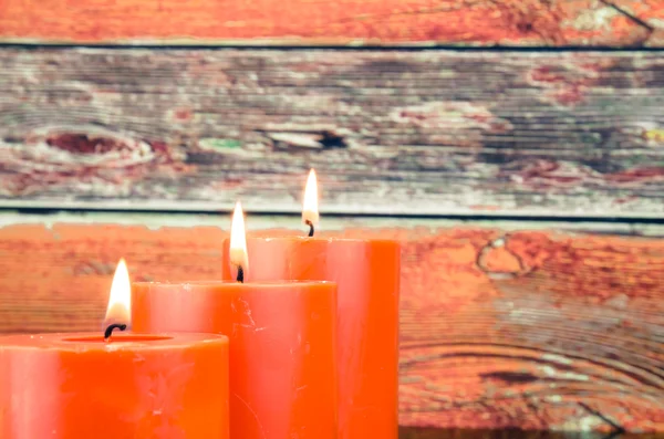 Three burning candles — Stock Photo, Image