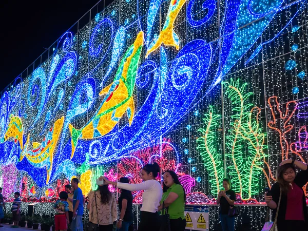 Bangkok Tailandia Enero 2016 Exposición Luz Tridimensional Frente Ayuntamiento Brillará — Foto de Stock