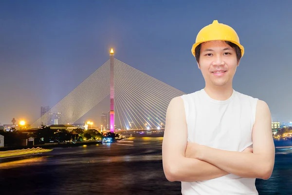 Asian engineering with Bangkok Rama 8 bridge — Stock Photo, Image