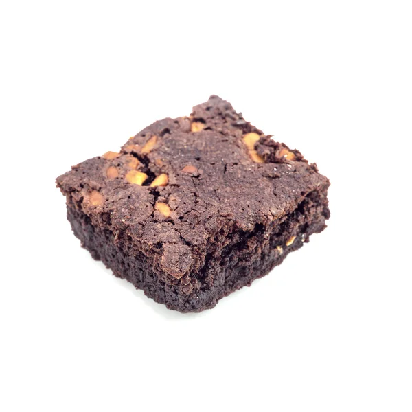 Chocolate Brownie isolated on white background — Stock Photo, Image