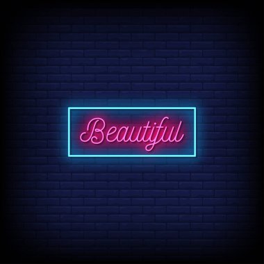 Güzel Neon İşaretleri Biçimi Metin Vektörü