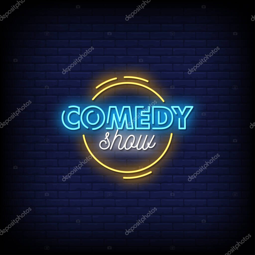 Comedy Show Neon Signs Style Text Vector