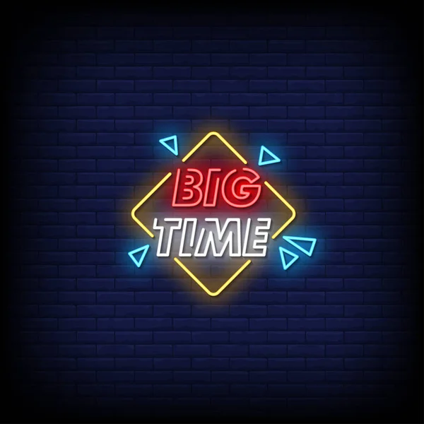 Big Time Neon Sinais Estilo Vetor Texto — Vetor de Stock