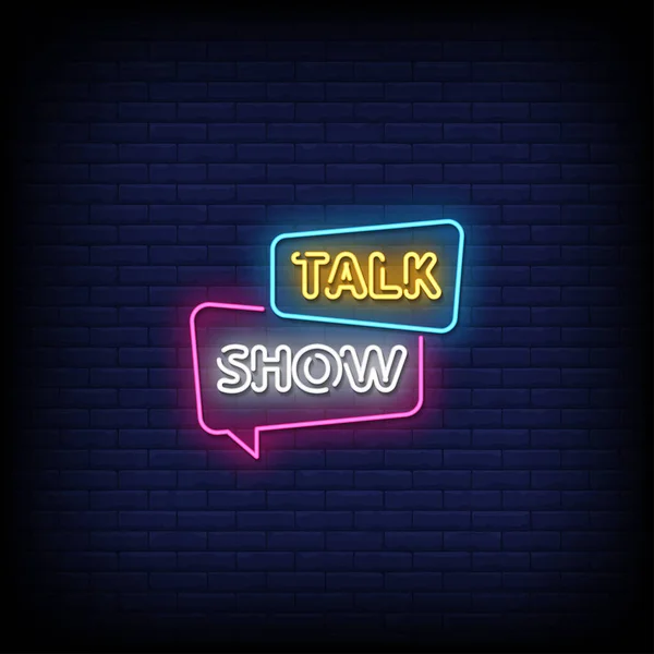 Talk Show Signos Neón Estilo Texto Vector — Vector de stock