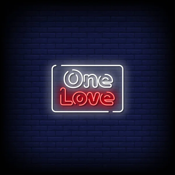 Vecteur Texte Style One Love Neon Signs — Image vectorielle