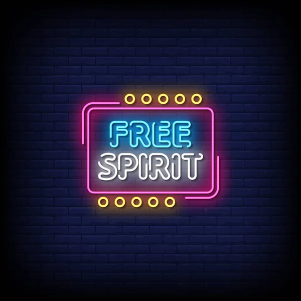 Free Spirit Neon Signs Stil Text Vektor — Stockvektor