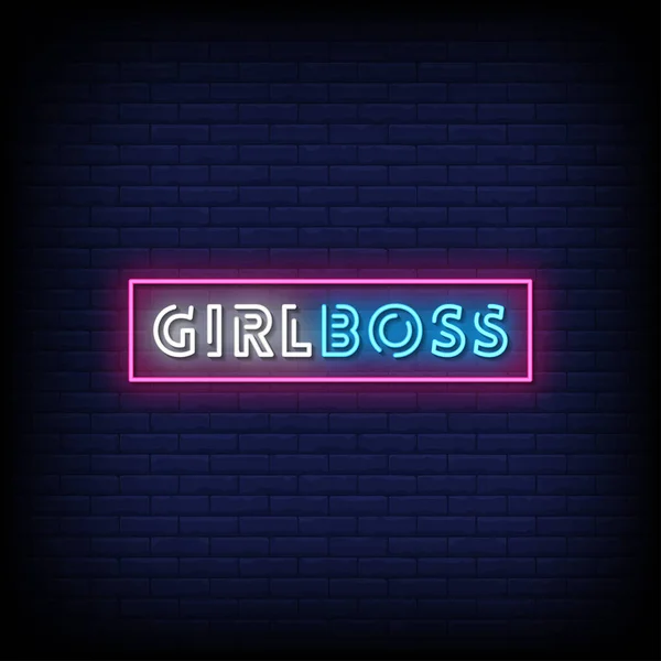 Girl Boss Signes Néon Style Vecteur Texte — Image vectorielle