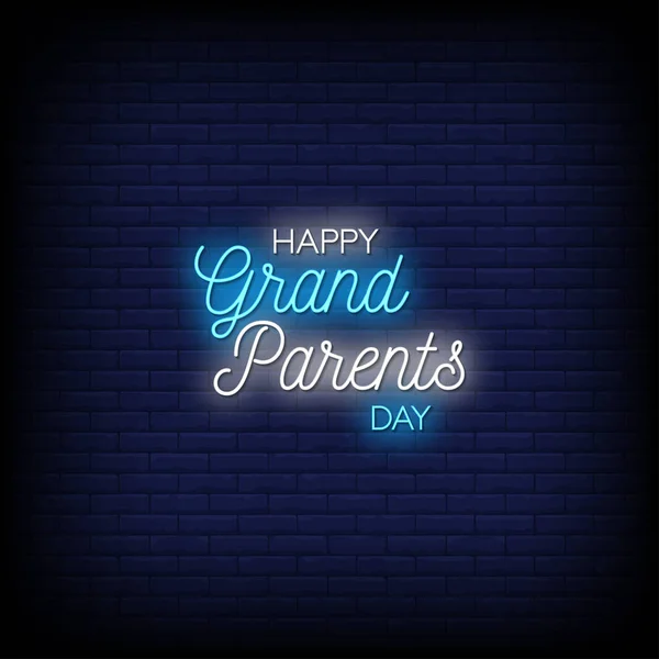 Mutlu Büyük Ebeveynler Günü Neon Şaret Biçimi Metin Vektörü — Stok Vektör
