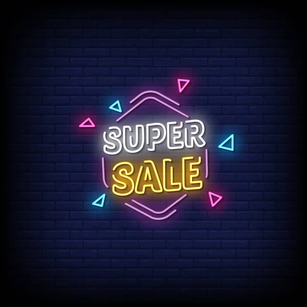 Super Sale Neon Signs Stil Text Vektor — Stockvektor
