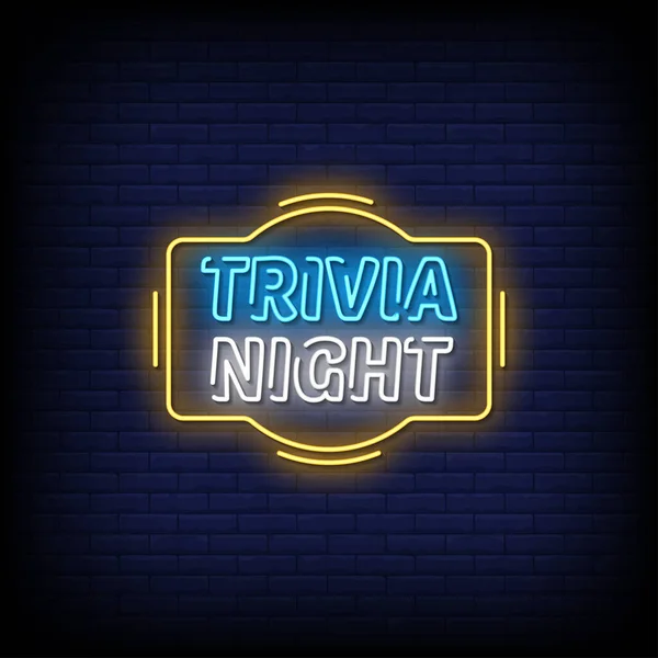 Trivia Night Neon Signs Style Text Vector — 스톡 벡터