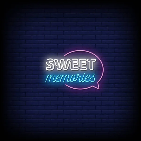 Sweet Memories Neon Signs Style Text Vector — Stock Vector