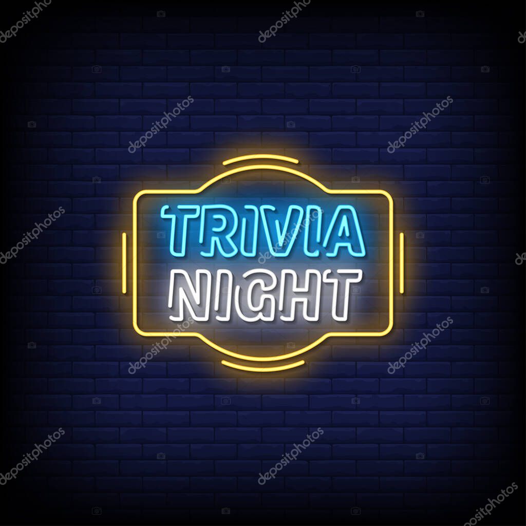 Trivia Night Neon Signs Style Text Vector