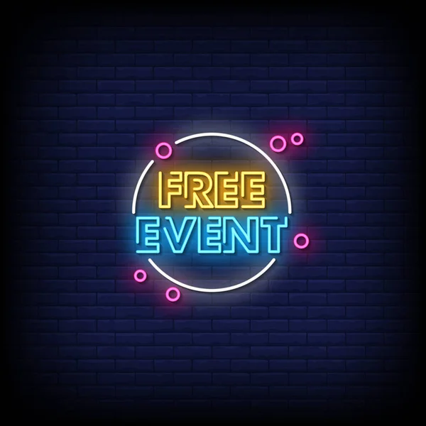 Gratis Evenement Neon Tekens Donkere Achtergrond — Stockvector