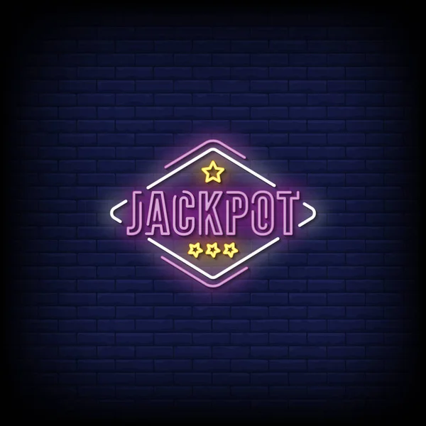 Jackpot Neon Sinais Fundo Escuro — Vetor de Stock