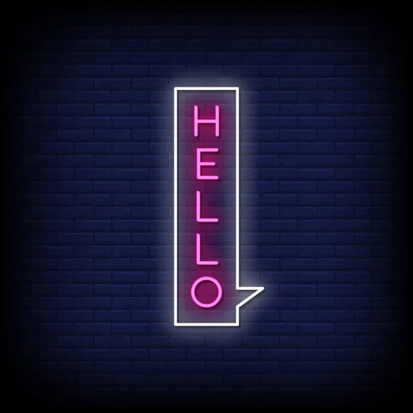Hallo Neon Schilder Auf Dunklem Hintergrund — Stockvektor