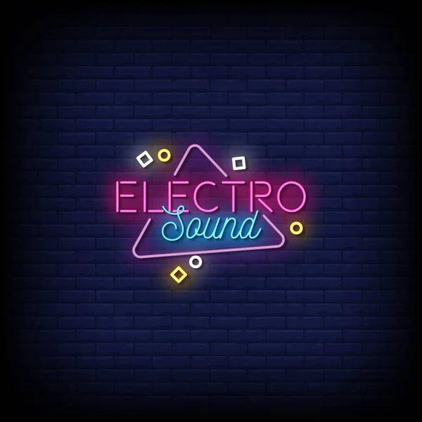 Elektro Zvuk Neon Znamení Tmavém Pozadí — Stockový vektor